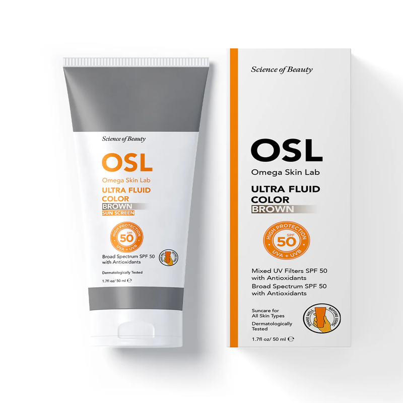 Omega Skin Lab Ultra Fluide Tinted SPF 50+ Sunscreen Brown 50ml