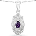 0.54 Carat Genuine Amethyst and White Topaz .925 Sterling Silver Pendant