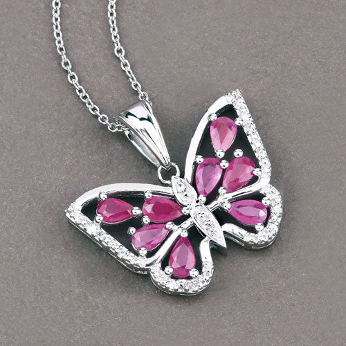2.07 Carat Genuine Ruby and White Zircon .925 Sterling Silver Pendant