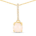 0.53 Carat Genuine Ethiopian Opal and White Diamond 10K Yellow Gold Pendant