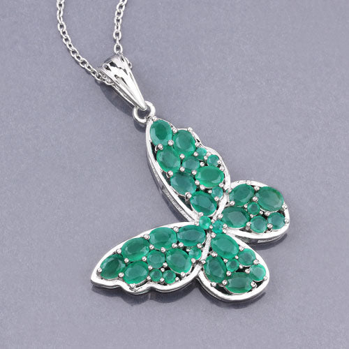 3.13 Carat Genuine Emerald .925 Sterling Silver Pendant