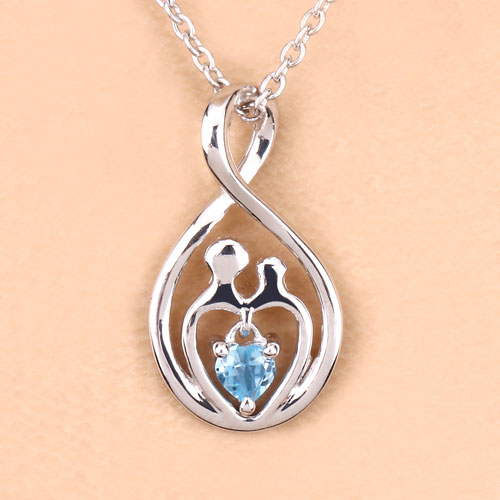 0.13 Carat Genuine Swiss Blue Topaz .925 Sterling Silver Pendant
