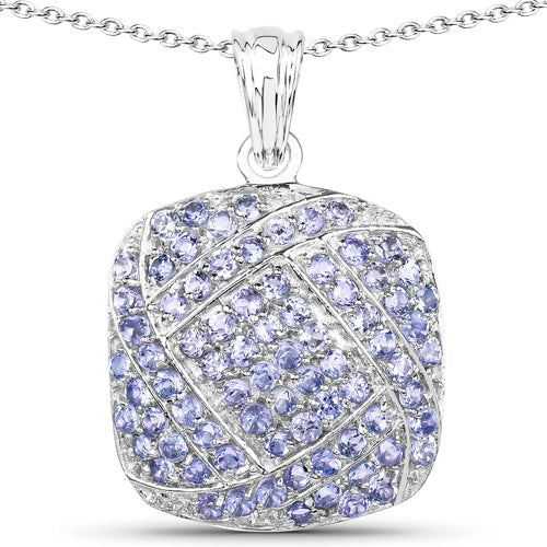 2.73 Carat Genuine Tanzanite .925 Sterling Silver Pendant