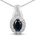 0.98 Carat Genuine Blue Sapphire and White Topaz .925 Sterling Silver Pendant