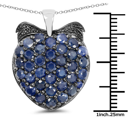 4.17 Carat Genuine Blue Sapphire .925 Sterling Silver Pendant