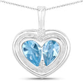 2.66 Carat Genuine Blue Topaz and White Topaz .925 Sterling Silver Pendant