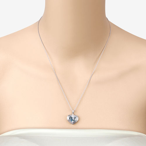 2.66 Carat Genuine Blue Topaz and White Topaz .925 Sterling Silver Pendant