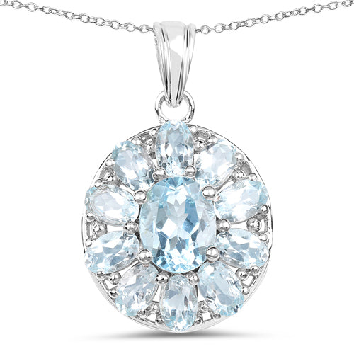 7.65 Carat Genuine Blue Topaz .925 Sterling Silver Pendant