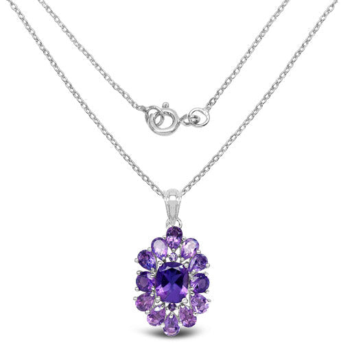 7.24 Carat Genuine Amethyst .925 Sterling Silver Pendant