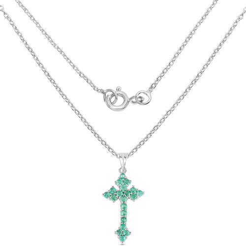 2.00 Carat Genuine Zambian Emerald .925 Sterling Silver Pendant