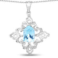 6.10 Carat Genuine Swiss Blue Topaz .925 Sterling Silver Pendant