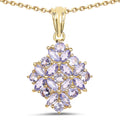 14K Yellow Gold Plated 2.58 Carat Genuine Tanzanite .925 Sterling Silver Pendant