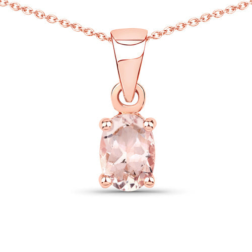 0.70 Carat Genuine Morganite .925 Sterling Silver Pendant