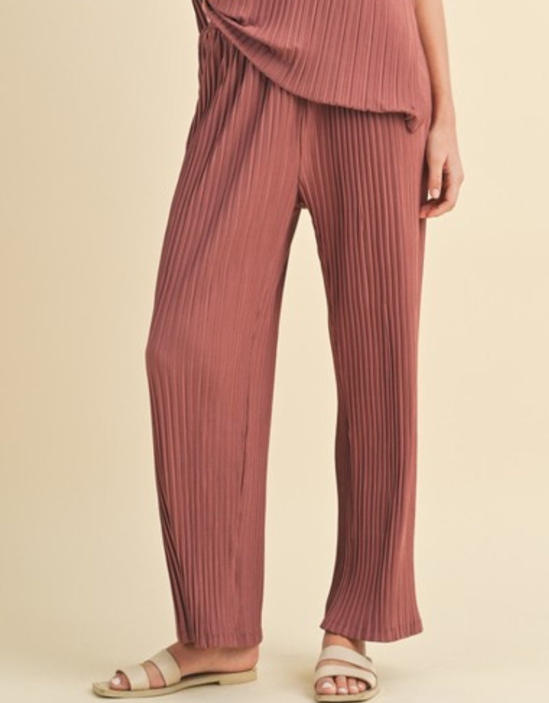 Pleated Elastic Waist Pants - Sienna