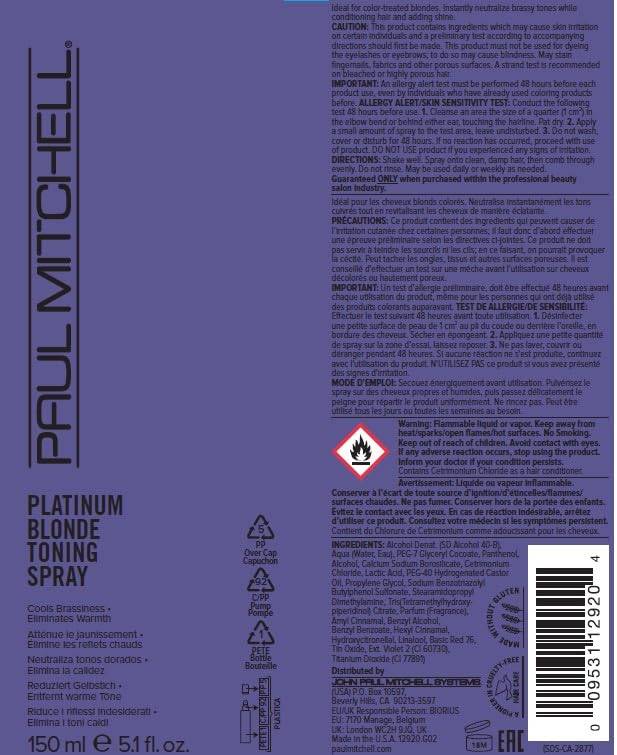 Paul Mitchell Platinum Blonde Purple Toning Spray 5.1 oz