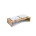Pawise Double Ceramic Cat Bowl Set with Wooden Stand 2 x 200 ml