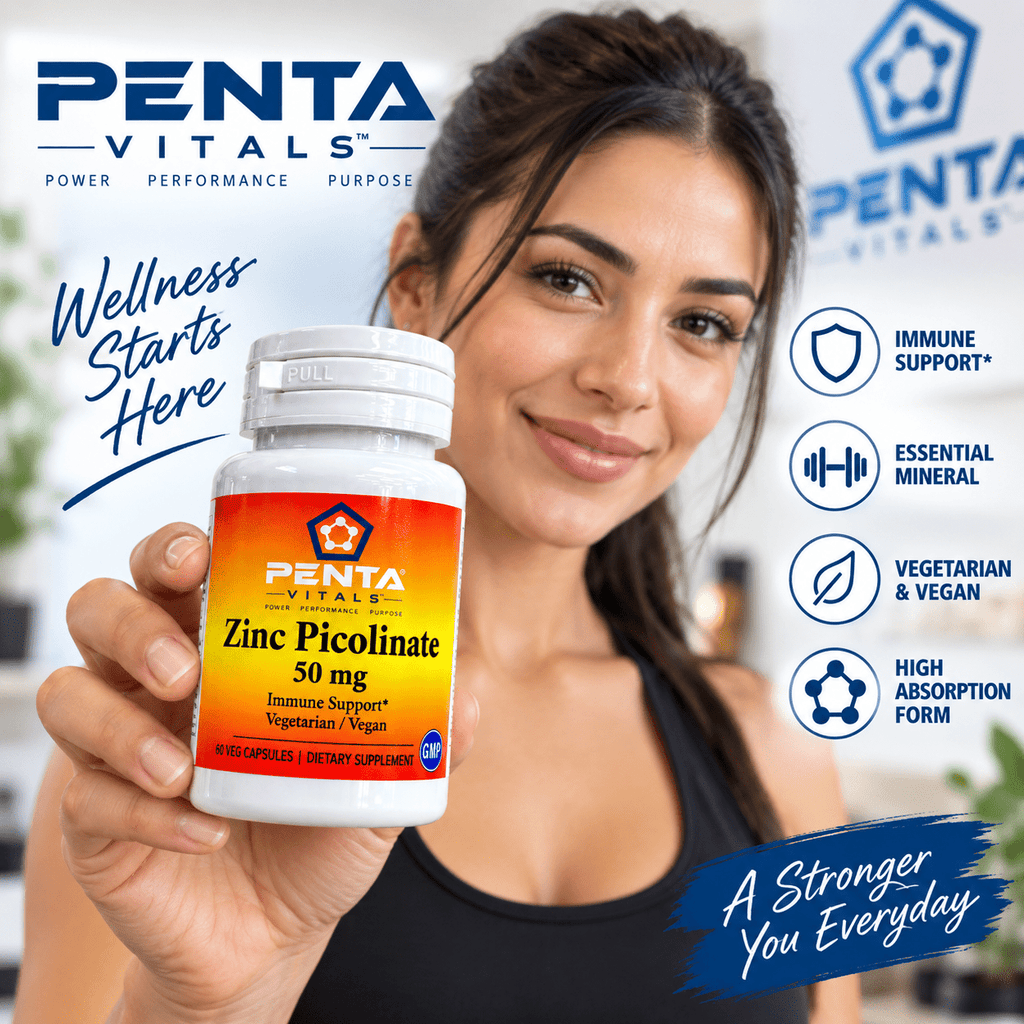Penta Vitals Zinc Picolinate 50mg – Immune Support | 60 Veg Capsules