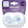Philips Avent Ultra Soft Pacifier 6-18M for Boys 2 Pack