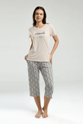 Pierre Cardin Women's Capri Pajama Set in Beige