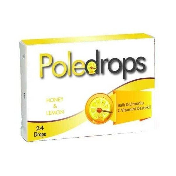 Deniz Pharma PoleDrops Honey Lemon Vitamin C Lozenges 24 Count