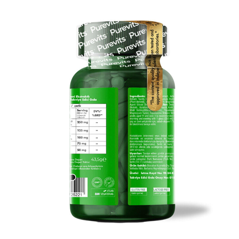 Purevits Milk Thistle Complex Herbal Support Supplement 60 Capsules