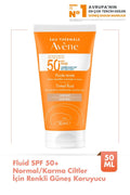 Avene Fluide SPF 50+ Sunscreen for Normal/Combination Skin - Lightweight, UVA/UVB/Blue Light Protection