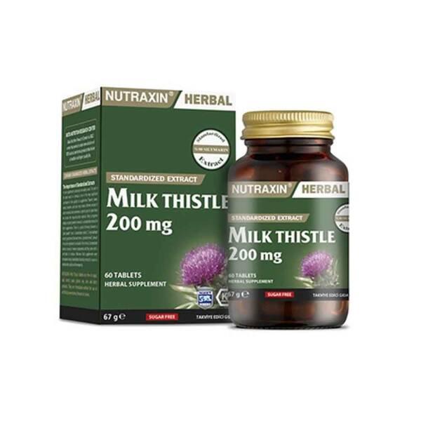 Nutraxin Milk Thistle Supplement for Liver Support - 60 Tablets, 200mg Devedikeni Tohum Ekstresi per Tablet