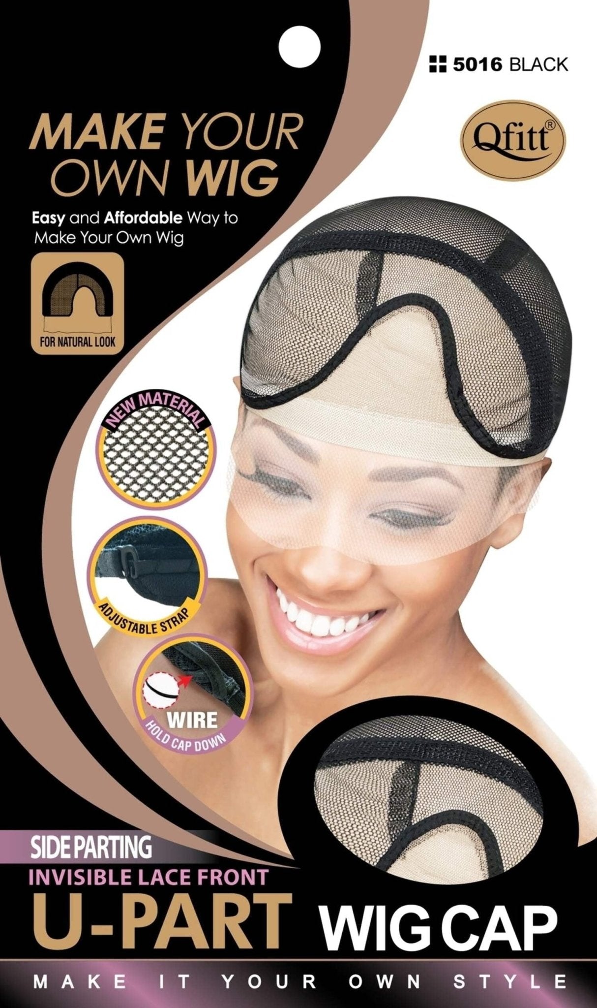 Qfitt Side Parting Invisible Lace Front U Part Wig Cap 5016