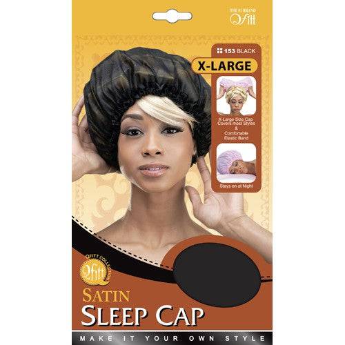Qfitt X-Large Satin Sleep Cap Black 153