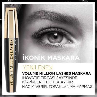 Loreal Paris Volume Million Lashes Extra Black Mascara for Voluminous, Lengthened Lashes - Long-Lasting, Easy Application