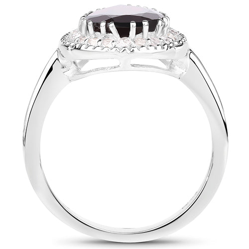 3.94 Carat Genuine Garnet & White Topaz .925 Sterling Silver Ring