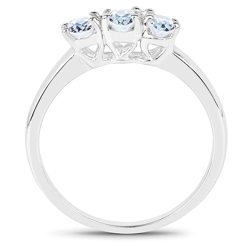 0.60 Carat Genuine Aquamarine .925 Sterling Silver Ring