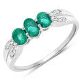 0.53 Carat Genuine Zambian Emerald and White Diamond 14K White Gold Ring