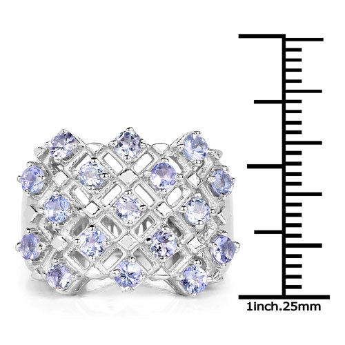 1.53 Carat Genuine Tanzanite .925 Sterling Silver Ring