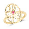 14K Yellow Gold Plated 0.08 Carat Genuine Ruby .925 Sterling Silver Ring