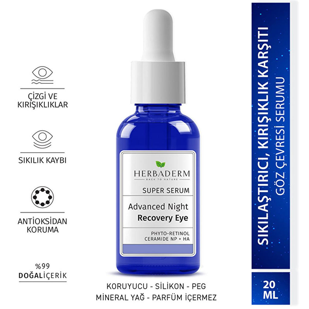Herbaderm: Bakuchiol Anti-Wrinkle Eye Serum - Firming, Brightening, Hydrating Night Treatment for Fine Lines & Dry Eyes