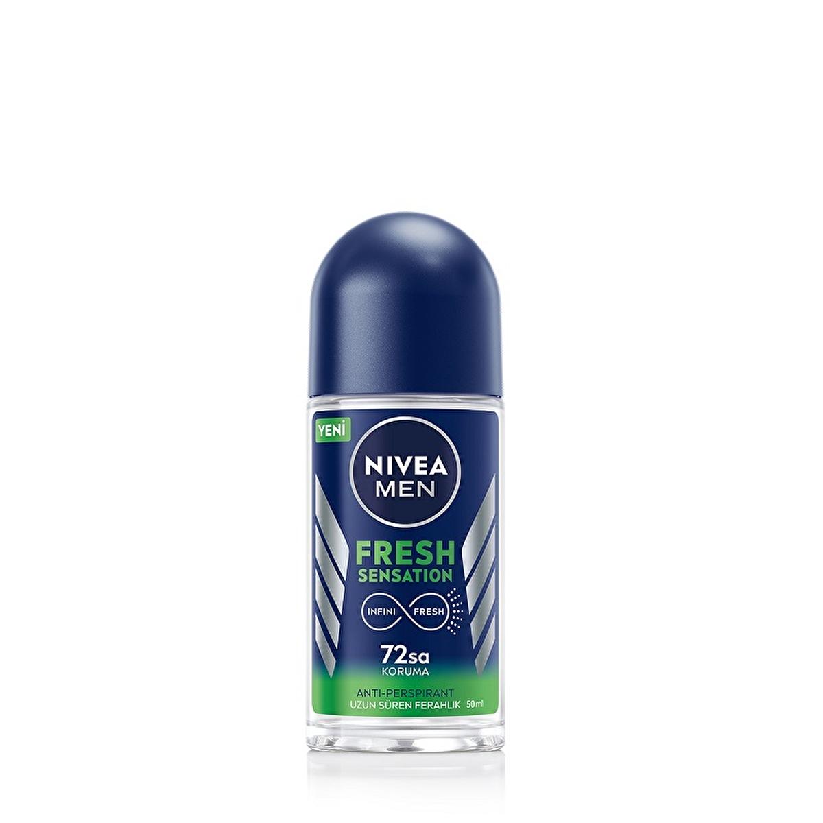 NIVEA Men Fresh Sensation Roll-On Deodorant for Men - 72 Hour Protection, Long Lasting Freshness, Dermatologically Tested, Alcohol Free