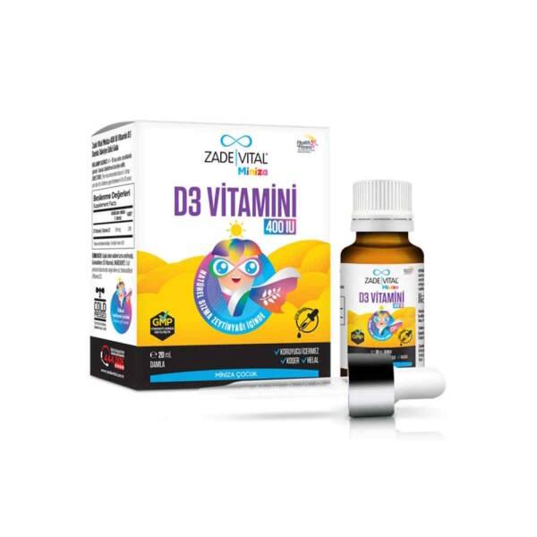 Zade Vital Miniza D3 Vitamin D3 Supplement Spray for Kids - 400IU, Easy-to-Use Spray Formulation, Supports Bone Health