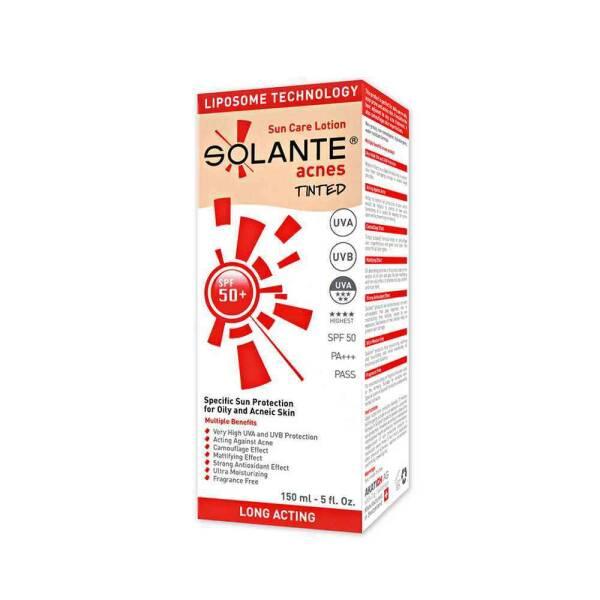 Solante: Tinted Sunscreen for Oily & Acne-Prone Skin SPF50+ - Camouflages Blemishes, Controls Oil, Non-Comedogenic, Water-Resistant - 150ml