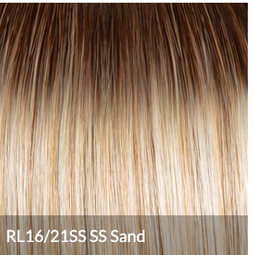 Raquel Welch Take a Bow Chin-Length Layered Wig with Hand-Tied Base, Petite Average Cap, RL16/21SS Shaded Sand