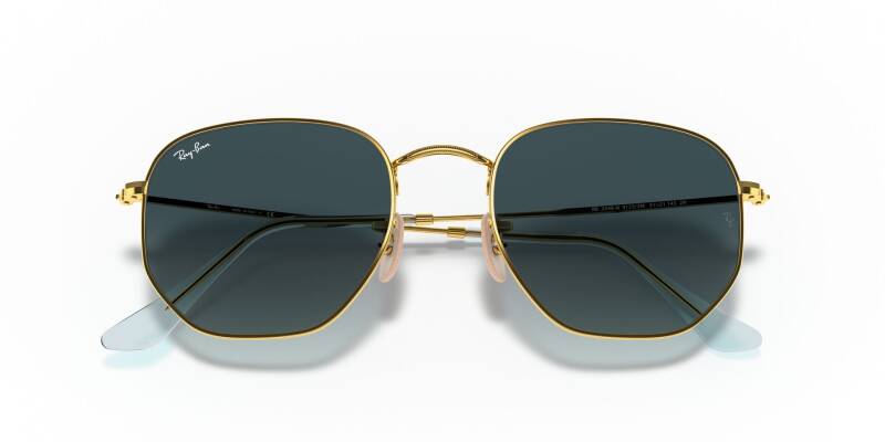 Ray-Ban 0RB3548N Hexagonal Blue Lens Metal Sunglasses 51mm