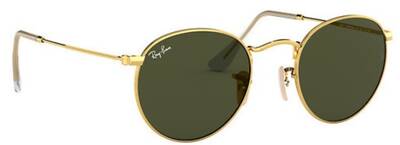 Ray-Ban 3447 001 Round Metal Sunglasses with Green Lenses 47mm