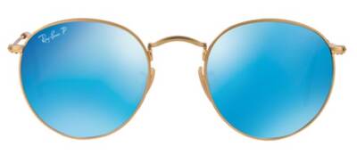 Ray-Ban 3447 112/4L Round Metal Blue Mirror Sunglasses 50mm