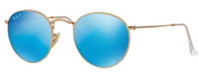 Ray-Ban 3447 112/4L Round Metal Blue Mirror Sunglasses 50mm