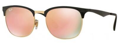 Ray-Ban 3538 187/2Y Square Metal Sunglasses with Rose Mirror Lenses
