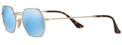 Ray-Ban 3556-N Octagonal Gold Sunglasses Blue Mirror 53mm