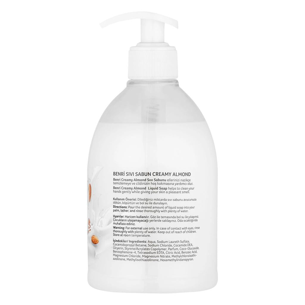 Benri Creamy Almond Liquid Hand Soap for Soft Skin 475 ml