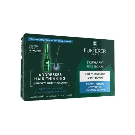 Rene Furterer Triphasic Reactional Hair Thickening 2-in-1 Serum - 12 Vials of 5 ml Each