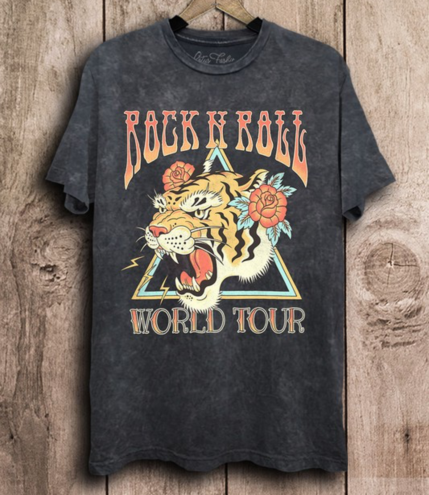 Rock & Roll Tiger Graphic Top - Vintage Black