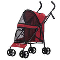 Royalist DTC-801 Foldable Pet Stroller for Cats and Dogs Red 65x40x94cm